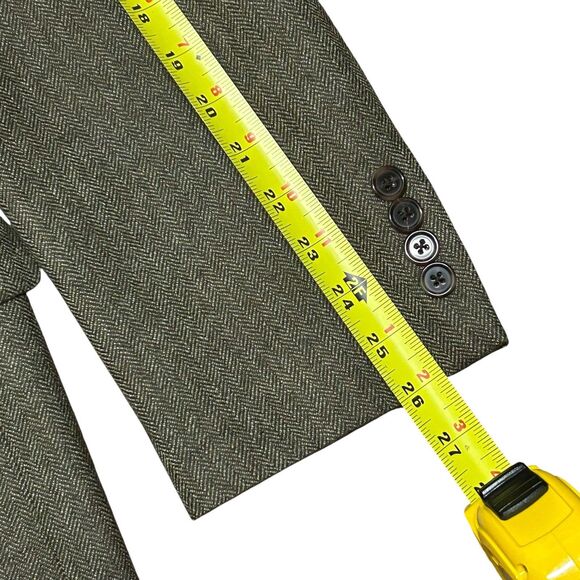 Lauren Ralph Lauren Men’s Wool Blazer Size 44L Elbow Patches Green Herringbone - Picture 4 of 15